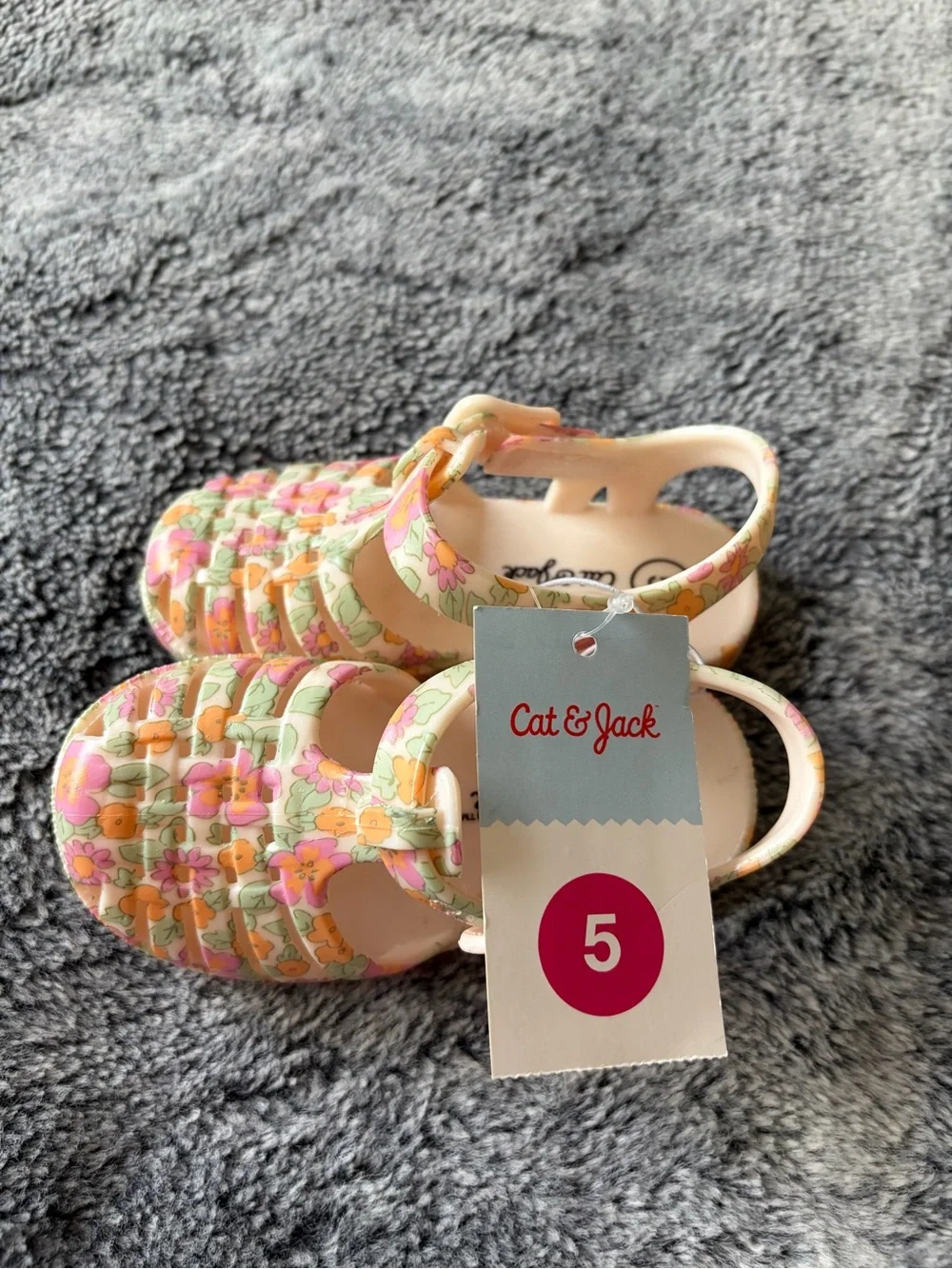 Cat & Jack Floral Jelly Sandals in Pink, Green & Orange